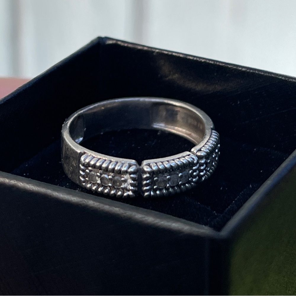 Vintage 925 Silver diamond ring band signed by designer SJ - Picture 13 of 13